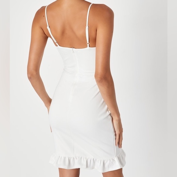White Ruffle Bodycon Mini Dress - Picture 2 of 4